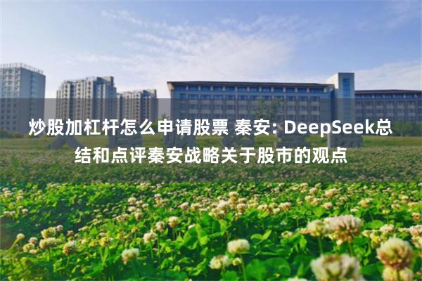 炒股加杠杆怎么申请股票 秦安: DeepSeek总结和点评秦安战略关于股市的观点